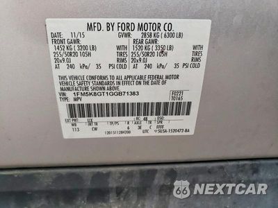 Zdjęcie 12 z 12 samochodu: 2016 FORD EXPLORER SPORT VIN:1FM5K8GT1GGB71383 - miniatura