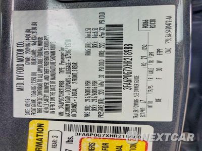 Zdjęcie 12 z 12 samochodu: 2017 FORD FUSION S VIN:3FA6P0G7XHR218988 - miniatura