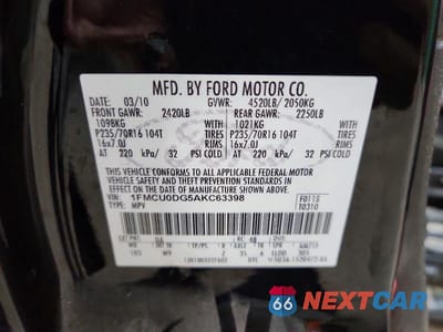 Zdjęcie 13 z 13 samochodu: 2010 FORD ESCAPE XLT VIN:1FMCU0DG5AKC63398 - miniatura