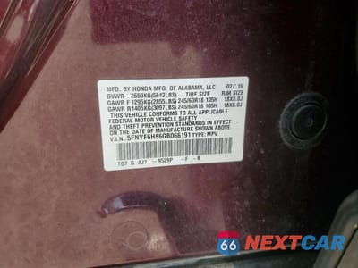 Zdjęcie 13 z 13 samochodu: 2016 HONDA PILOT EXL VIN:5FNYF6H86GB066191 - miniatura