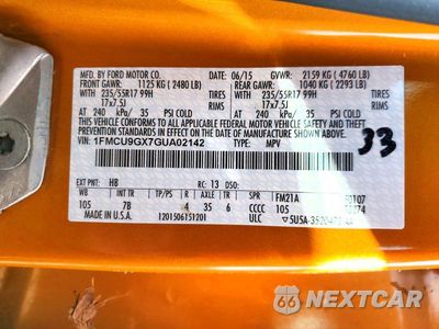 Zdjęcie 14 z 14 samochodu: 2016 FORD ESCAPE SE VIN:1FMCU9GX7GUA02142 - miniatura
