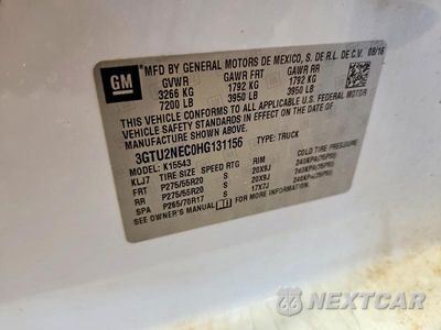 Zdjęcie 12 z 12 samochodu: 2017 GMC SIERRA VIN:3GTU2NEC0HG131156 - miniatura