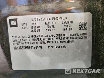 Zdjęcie 12 z 12 samochodu: 2015 CHEVROLET SONIC LT VIN:1G1JC6SH5F4124440 - miniatura