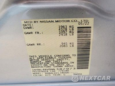 Zdjęcie 12 z 12 samochodu: 2022 NISSAN ALTIMA S VIN:1N4BL4BV0NN387973 - miniatura