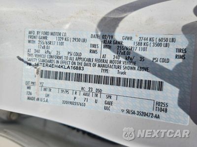 Zdjęcie 12 z 12 samochodu: 2019 FORD RANGER XL VIN:1FTER4EH4KLA16883 - miniatura