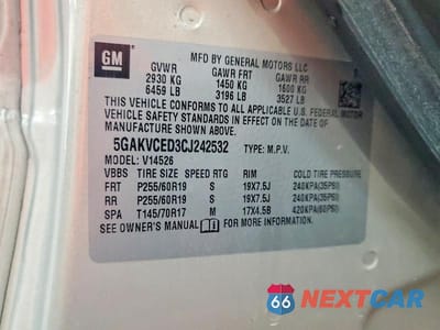 Zdjęcie 13 z 13 samochodu: 2012 BUICK ENCLAVE VIN:5GAKVCED3CJ242532 - miniatura