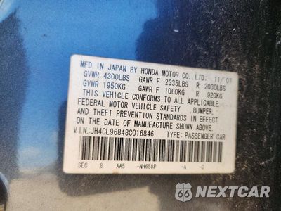 Zdjęcie 12 z 12 samochodu: 2008 ACURA TSX VIN:JH4CL96848C016846 - miniatura