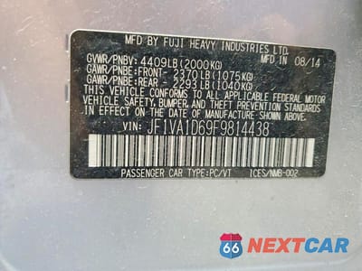 Zdjęcie 12 z 12 samochodu: 2015 SUBARU WRX PREMIUM VIN:JF1VA1D69F9814438 - miniatura