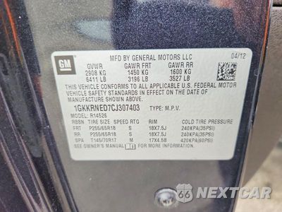 Zdjęcie 12 z 12 samochodu: 2012 GMC ACADIA SLE VIN:1GKKRNED7CJ307403 - miniatura