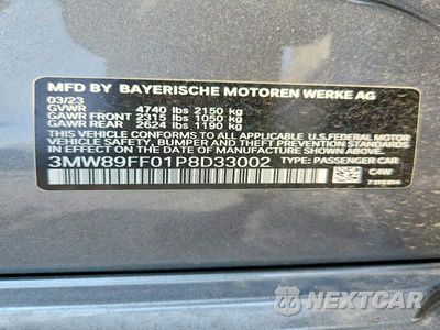 Zdjęcie 12 z 12 samochodu: 2023 BMW 330XI VIN:3MW89FF01P8D33002 - miniatura
