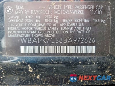 Zdjęcie 12 z 12 samochodu: 2011 BMW 328 XI VIN:WBAPK7C58BA972626 - miniatura