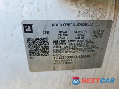 Zdjęcie 12 z 12 samochodu: 2019 CHEVROLET IMPALA LT VIN:1G11Z5S3XKU120049 - miniatura