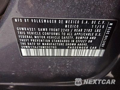 Zdjęcie 12 z 12 samochodu: 2016 VOLKSWAGEN JETTA SPORT VIN:3VWD17AJ7GM292703 - miniatura