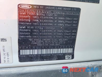 Zdjęcie 12 z 12 samochodu: 2020 LAND ROVER DISCOVERY SE VIN:SALRG2RV9L2428891 - miniatura