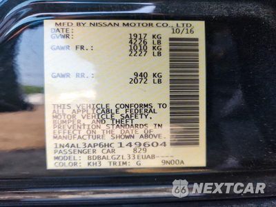 Zdjęcie 12 z 12 samochodu: 2017 NISSAN ALTIMA 2.5 S VIN:1N4AL3AP6HC149604 - miniatura
