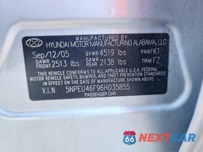 Zdjęcie 12 z 12 samochodu: 2006 HYUNDAI SONATA GLS V6 VIN:5NPEU46F96H035855 - miniatura