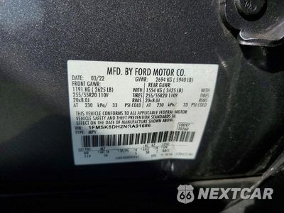 Zdjęcie 14 z 14 samochodu: 2022 FORD EXPLORER XLT VIN:1FMSK8DH2NGA91686 - miniatura