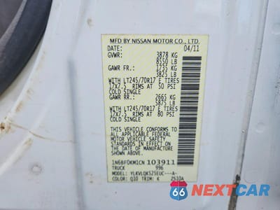 Zdjęcie 13 z 13 samochodu: 2012 NISSAN NV 1500 S VIN:1N6BF0KM1CN103911 - miniatura