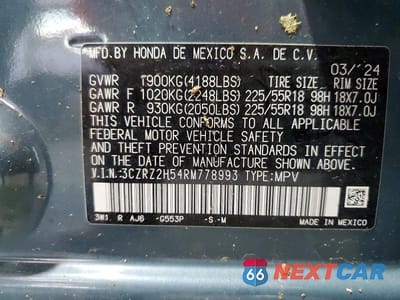 Zdjęcie 12 z 12 samochodu: 2024 HONDA HR-V SPORT VIN:3CZRZ2H54RM778993 - miniatura