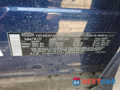 Zdjęcie 12 z 12 samochodu: 2022 HYUNDAI SANTA FE CALLIGRAPHY VIN:5NMS5DAL6NH443321 - miniatura