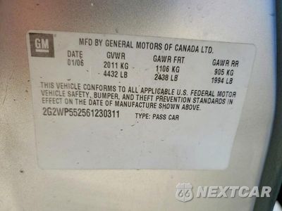 Zdjęcie 12 z 12 samochodu: 2006 PONTIAC GRAND PRIX VIN:2G2WP552561230311 - miniatura
