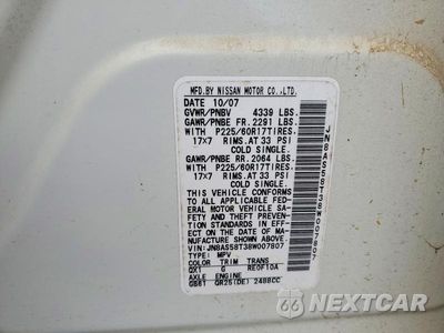 Zdjęcie 12 z 12 samochodu: 2008 NISSAN ROGUE S VIN:JN8AS58T38W007807 - miniatura