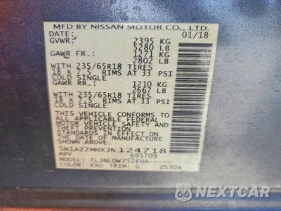 Zdjęcie 14 z 14 samochodu: 2018 NISSAN MURANO SV VIN:5N1AZ2MHXJN124718 - miniatura