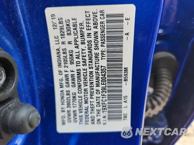 Zdjęcie 12 z 12 samochodu: 2020 HONDA CIVIC EX VIN:19XFC1F39LE004357 - miniatura