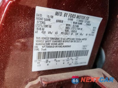 Zdjęcie 12 z 12 samochodu: 2009 FORD F350 SUPER DUTY VIN:1FTWW31R19EA06560 - miniatura