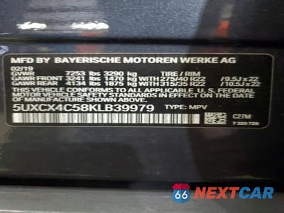 Zdjęcie 13 z 13 samochodu: 2019 BMW X7 XDRIVE50I VIN:5UXCX4C58KLB39979 - miniatura