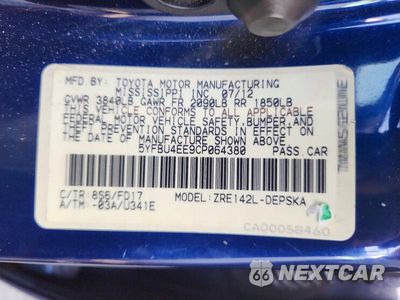 Zdjęcie 12 z 12 samochodu: 2012 TOYOTA COROLLA S VIN:5YFBU4EE9CP064380 - miniatura