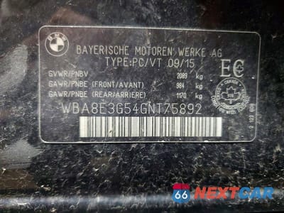 Zdjęcie 13 z 13 samochodu: 2016 BMW 328 XI SULEV VIN:WBA8E3G54GNT75892 - miniatura