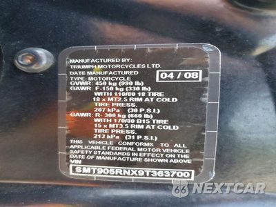 Zdjęcie 8 z 8 samochodu: 2009 TRIUMPH MOTORCYCLE AMERICA VIN:SMT905RNX9T363700 - miniatura