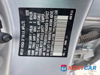 Zdjęcie 13 z 13 samochodu: 2020 HONDA CIVIC SPORT VIN:SHHFK7H44LU417906 - miniatura