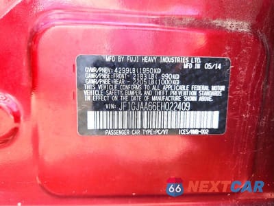 Zdjęcie 12 z 12 samochodu: 2014 SUBARU IMPREZA VIN:JF1GJAA66EH022409 - miniatura