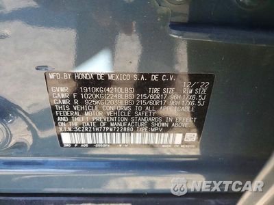 Zdjęcie 13 z 13 samochodu: 2023 HONDA HR-V EXL VIN:3CZRZ1H77PM722880 - miniatura