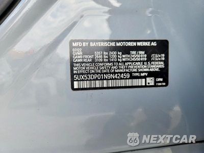 Zdjęcie 13 z 13 samochodu: 2022 BMW X3 XDRIVE30I VIN:5UX53DP01N9N42459 - miniatura