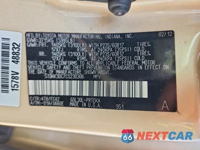 Zdjęcie 14 z 14 samochodu: 2012 TOYOTA SIENNA LE VIN:5TDKK3DC7CS230306 - miniatura