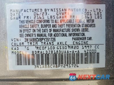 Zdjęcie 12 z 12 samochodu: 2023 NISSAN SENTRA SV VIN:3N1AB8CV8PY291726 - miniatura