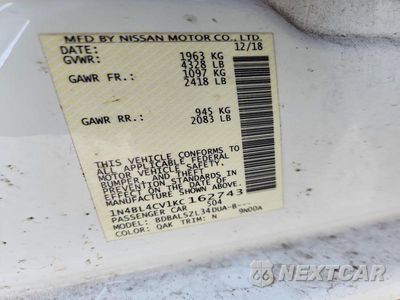 Zdjęcie 12 z 12 samochodu: 2019 NISSAN ALTIMA SR VIN:1N4BL4CV1KC162743 - miniatura