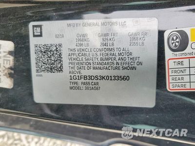 Zdjęcie 12 z 12 samochodu: 2019 CHEVROLET CAMARO LS VIN:1G1FB3DS3K0133560 - miniatura