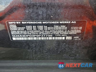 Zdjęcie 12 z 12 samochodu: 2023 BMW X3 SDRIVE30I VIN:5UX43DP03P9P37798 - miniatura