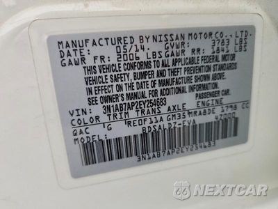 Zdjęcie 12 z 12 samochodu: 2014 NISSAN SENTRA SV VIN:3N1AB7AP2EY254683 - miniatura