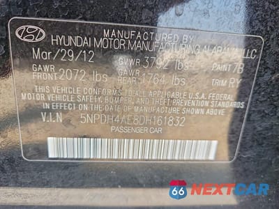 Zdjęcie 12 z 12 samochodu: 2013 HYUNDAI ELANTRA LIMITED VIN:5NPDH4AE8DH161832 - miniatura