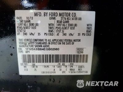 Zdjęcie 14 z 14 samochodu: 2014 FORD EXPLORER VIN:1FM5K8B84EGB02980 - miniatura