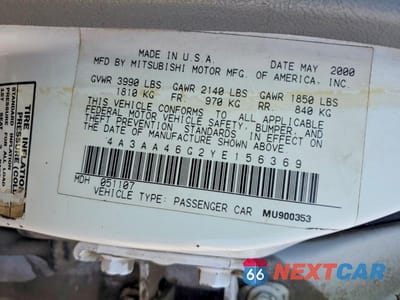 Zdjęcie 12 z 12 samochodu: 2000 MITSUBISHI GALANT ES VIN:4A3AA46G2YE156369 - miniatura