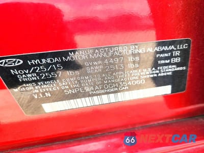 Zdjęcie 12 z 12 samochodu: 2016 HYUNDAI SONATA SE VIN:5NPE24AF0GH354060 - miniatura