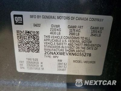 Zdjęcie 14 z 14 samochodu: 2022 CHEVROLET EQUINOX RS VIN:2GNAXWEVXN6155278 - miniatura