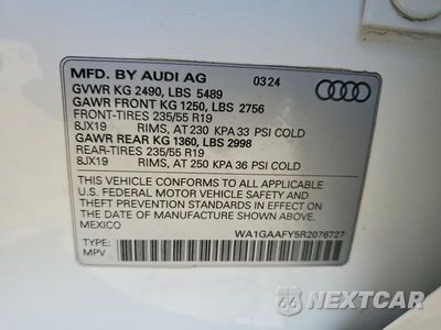 Zdjęcie 13 z 13 samochodu: 2024 AUDI Q5 PREMIUM 45 VIN:WA1GAAFY5R2076727 - miniatura