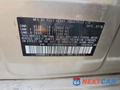 Zdjęcie 12 z 12 samochodu: 2017 SUBARU LEGACY 2.5I VIN:4S3BNAB65H3009370 - miniatura